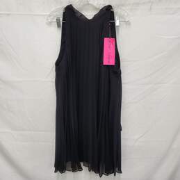 NWT Betsy Johnson WM's Black Sheer Chiffon Pleated Overlay Dress Size L