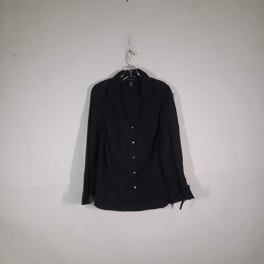 Womens Regular Fit Collared Long Sleeve Snap Front Shirt Size 18/20 image number 1
