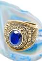 VTG 10K Yellow Gold Faceted Dark Blue Spinel Chunky Class Ring 22.3g image number 2
