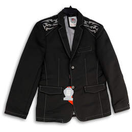 NWT Mens Black Long Sleeve Notch Lapel Two-Button Blazer Size Large