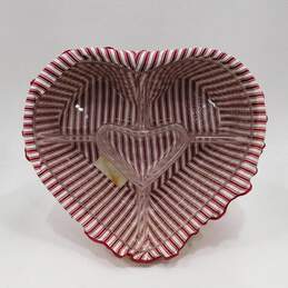 VTG 1999 Longaberger Heart Shaped Basket w/ Fabric Liner & Plastic Protector
