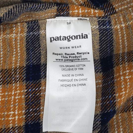Patagonia Men Brown Plaid Button Up Long Sleeve Shirt L image number 4