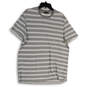 Womens Gray White Striped Short Sleeve Crew Neck Pullover T-Shirt Size L image number 1