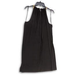 NWT Womens Black Round Neck Pleated Back Zip Shift Dress Size Large alternative image