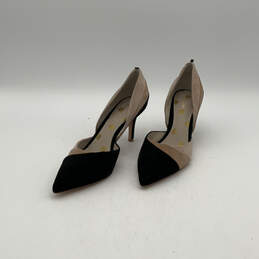 Womens Tan Black Suede Pointed Toe Slip-On Stiletto D'orsay Heels Size EU 40 alternative image