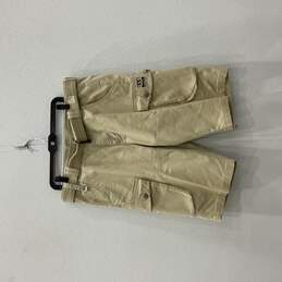 Armani Exchange Mens Beige Flat Front Regular Fit Belted Cargo Shorts Size 34