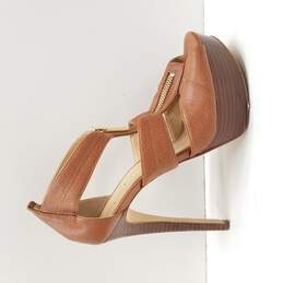 Michael Kors Women's ST16D Brown Leather Platform Heels Size 8