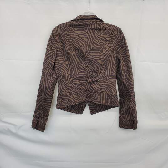 White House Black Market Zebra Chocolate Patterned Jacket WM Size 6 NWT image number 2
