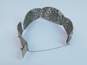 Vintage Mexico 925 Spun Silver Scrolled Flower Filigree Wide Paneled Bracelet For Repair 26.8g image number 4