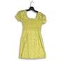 Hesperus Womens Yellow Green Floral Tie Neck Button Front Shift Dress Size Small image number 2