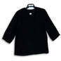 Womens Black Split Neck 3/4 Sleeve Pullover Blouse Top Size 2 image number 1