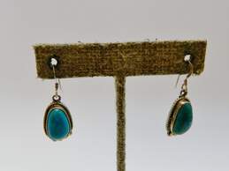Southwestern 925 Turquoise Drop Earrings & Stamped Bangle Bracelet 10.0g alternative image
