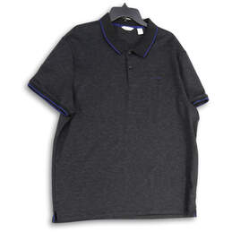 Mens Black Heather Spread Collar Short Sleeve Polo Shirt Size XXL