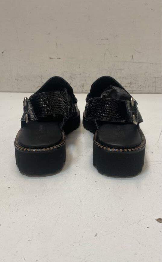 Freda Salvador Croc Embossed Leather Slingback Flats Black 9 image number 4