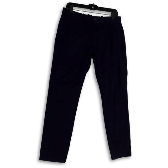 Mens Blue Flat Front Slash Pocket Straight Leg Chino Pants Size 31x30 image number 1