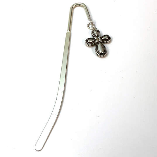 Designer Brighton Two-Tone Cross Middle Flower Hairpin Curved Bookmark image number 2