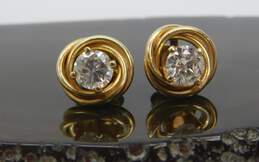 14K Yellow Gold 0.88 CTTW Diamond Stud Earrings w/ Enhancers 2.1g alternative image