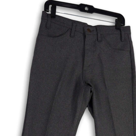 Womens Gray Classic Flat Front Pockets Straight Leg Chino Pants 31/34 image number 3