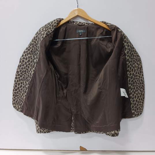 Zanella Women's Brown/Tan Animal Print Wool Blend Blazer Jacket Size 6 image number 3