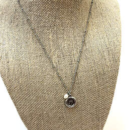 Designer Brighton Silver-Tone Link Chain White Pearl Round Charm Necklace
