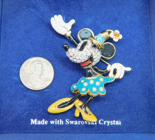 Collectible Disney Limited Edition Minnie Mouse Swarovski Crystal & Enamel Brooch In Original Box 117.8g image number 5