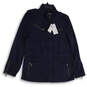 NWT Womens Navy Blue Mock Neck Long Sleeve Full Zip Military Jacket Size XS image number 1