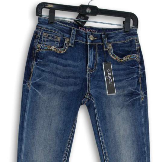 NWT Womens Blue Denim Medium Wash 5-Pocket Design Straight Leg Jeans Size 25 image number 3