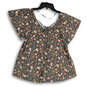 NWT Womens Multicolor Floral Round Neck Short Sleeve Blouse Top Size XS image number 2
