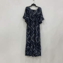 Womens Blue White Bandana Print Chiffon Ruffle V-Neck Wrap Dress Size 18/20 alternative image