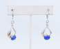 Artisan 925 Teardrop & Spiral Pendants Necklace & Lapis Lazuli Cabochon Granulated Drop & Swirl Knot Post Earrings 33.1g image number 2