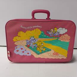 Vintage Care Bears Pink Canvas Youth Suitcase