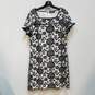 Womens White Cotton Floral Square Neck Short Sleeve Sheath Dress Size 12 image number 1