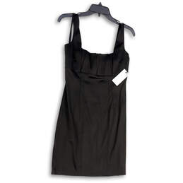 NWT Womens Black Sleeveless Back Zip Square Neck Sheath Dress Size 4