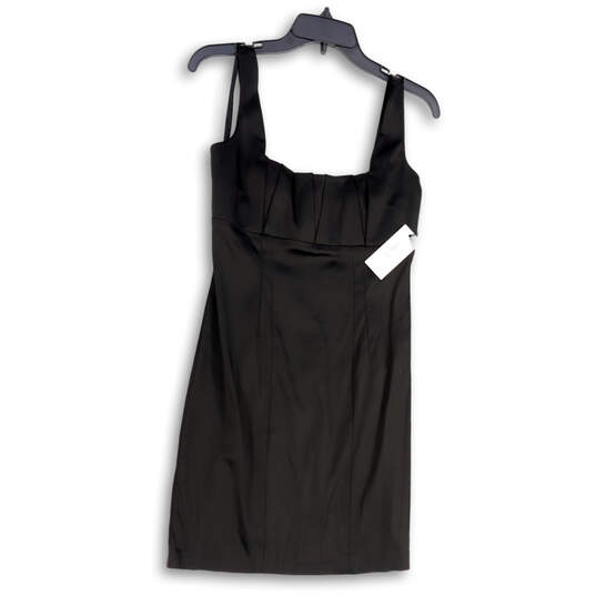 NWT Womens Black Sleeveless Back Zip Square Neck Sheath Dress Size 4 image number 1