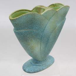 Vintage Haeger Blue Green Winged Fan Vase alternative image