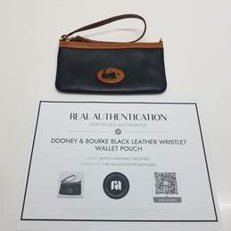 Dooney & Bourke Black Leather Wristlet Wallet Authenticated