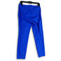 Womens Blue Slash Pocket Flat Front Straight Leg Side Zip Ankle Pants Sz 4 image number 4