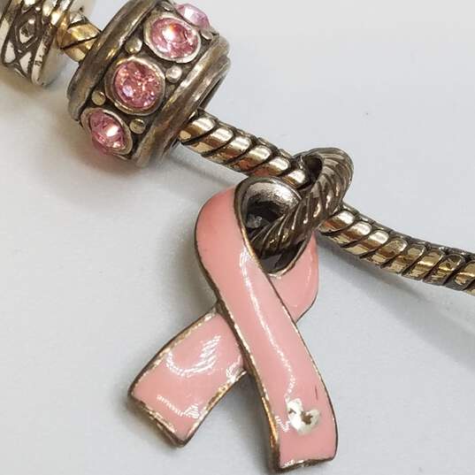 Brighton Silver Tone Crystal Enamel Power Of Pink Cancer Love Bracelet 42.4g image number 2