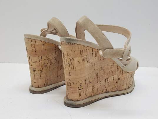 Prada Beige Pomice Wedge Sandals Women's Size US 6.5 EU 37.5 Authenticated image number 2