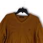 Mens Brown Tight Knit Long Sleeve V-Neck Stretch Pullover Sweater Size L image number 3