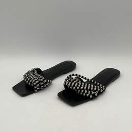 Womens Black White Leather Beaded Open Toe Slip-On Slide Sandals Sz EUR 39 alternative image