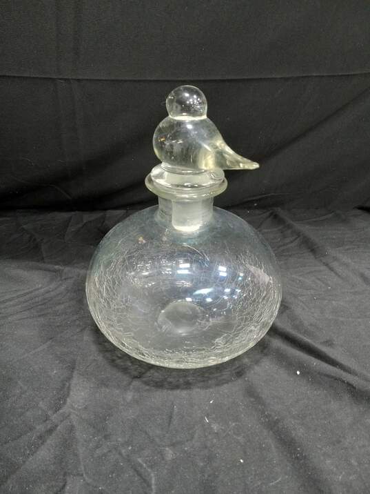 Clear Glass Crackle Decanter & Stopper image number 1