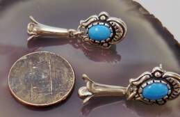 Carolyn Pollack Relios 925 Southwestern Turquoise Cabochon Squash Blossom Drop Post Earrings 6.4g alternative image
