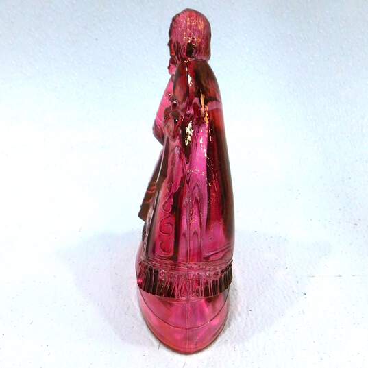 VNTG Art Glass Home Decor Bohemian Czech Ruby Cruet Cranberry Glass Etched Vase image number 10