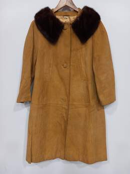 Women’s Vintage Denise Faux Fur Trimmed Suede Overcoat