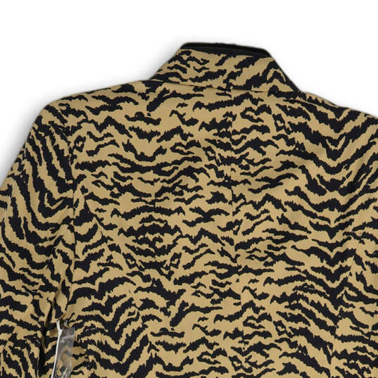 Womens Black Yellow Tiger Print Double Breasted Two Button Blazer Size 3 image number 4