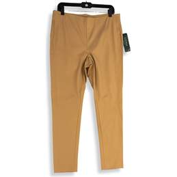 NWT Ralph Lauren Womens Brown Flat Front Pull On Ankle Pants Size 12P