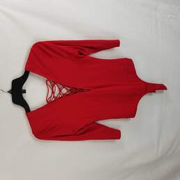 Bebe Womens Red Criss Cross Blouse S NWT