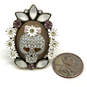 Designer Betsey Johnson Gold-Tone Multicolor Floral Rhinestone Skull Ring image number 4