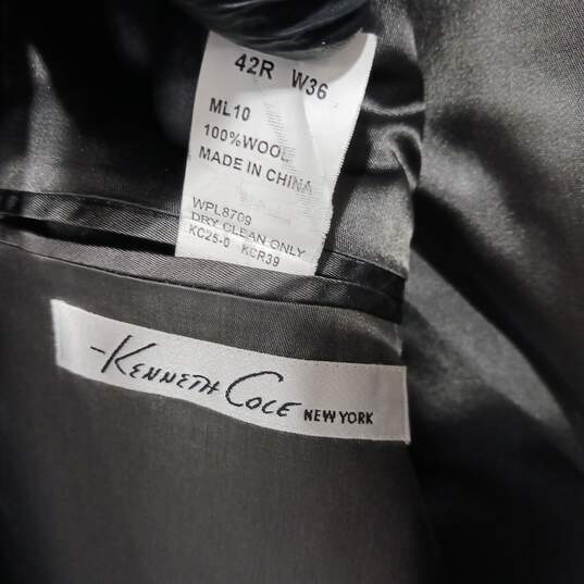 Kenneth Cole Blue Wool Suit Jacket Men's Size 42R image number 4